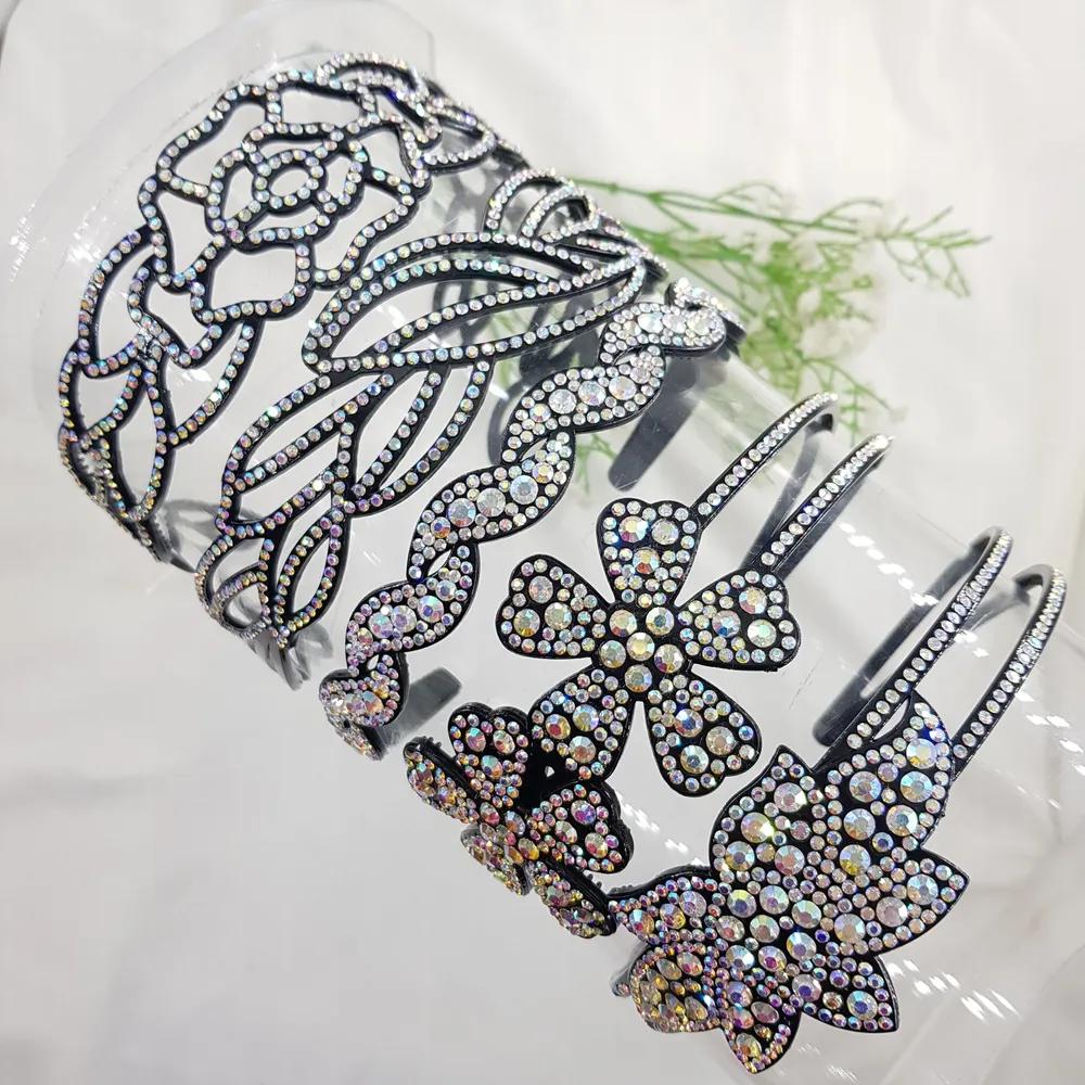 Oversized Flower Wave Cubic Black Updo Headband Hairband