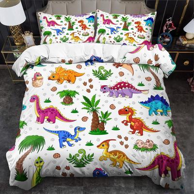 2/3pcs Cartoon Bedding Set Animal Duvet Cover Set Dinosaur Comforter Cover Bedroom Decor Guest Room 2D Jurassic Flat Printing