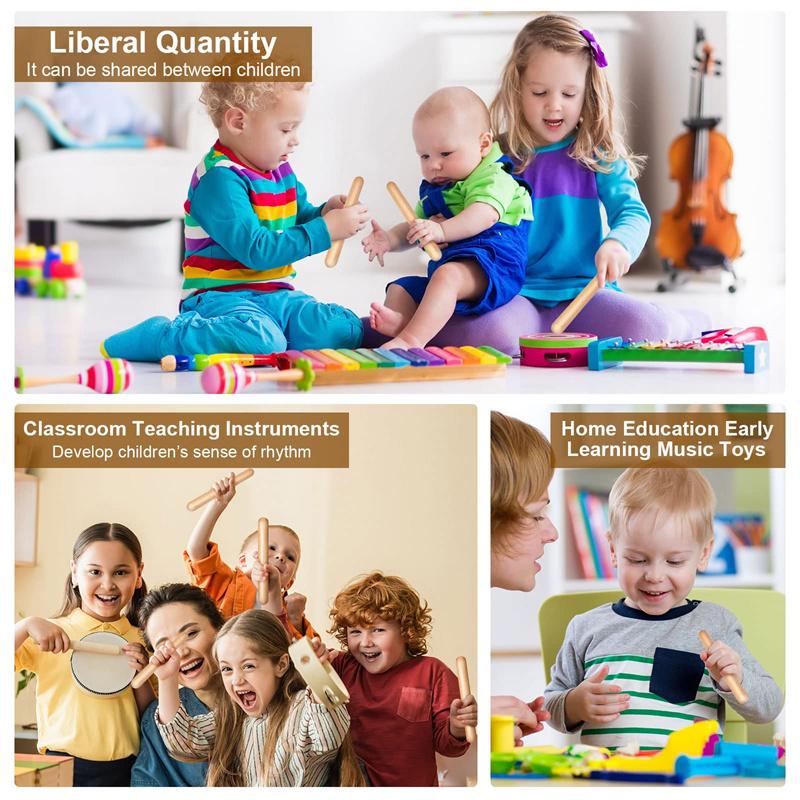 Classic Claves Rhythm Sticks Wooden Drum Sticks Classic Claves Percussion Instrument Kid Children Musical Toy Rhythm Learning