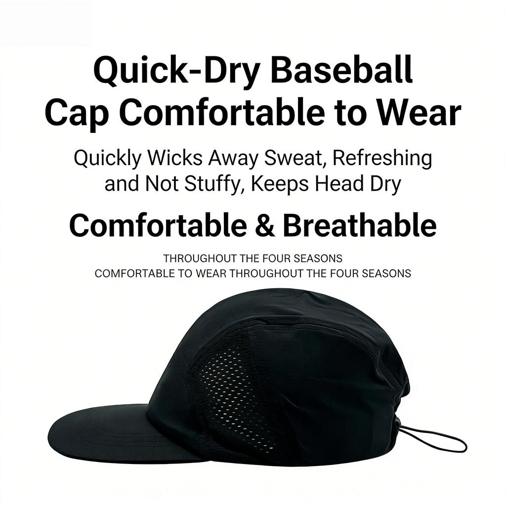Upf50+ Quick Dry Baseball Cap Men Women Ultra Light Cooling 5 Panel Hat Breathable Mesh Outdoor Running Sports Summer Sun Caps