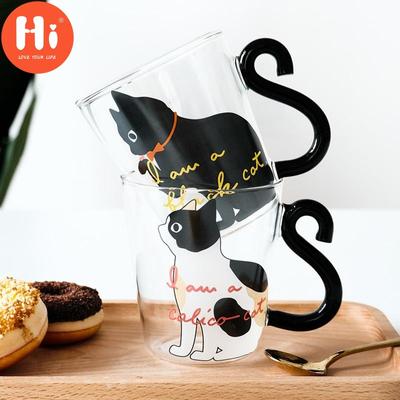 Merhaba 250 ML Sevimli Kedi Cam Suyu Kahve Fincanı Süt Çay kahve bardağı Kupa Kedi Kuyruk Kolu Kedi Fincan Hediyeler