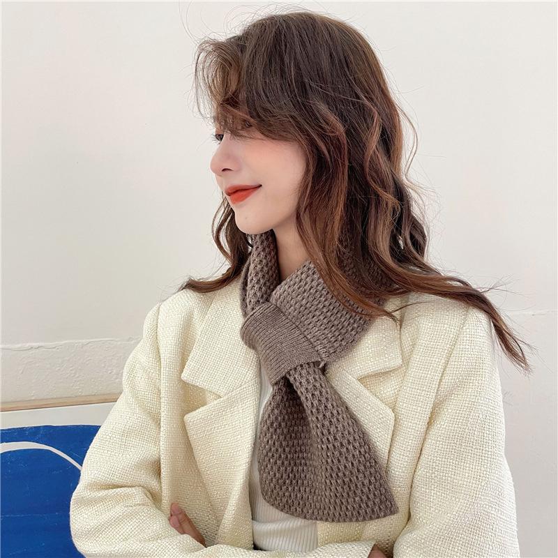 1Pieces Women's Wool Scarf Winter Internet Celebrity Lazy Knitted Warm Solid Color Neck Protection Mountaineering Scarf