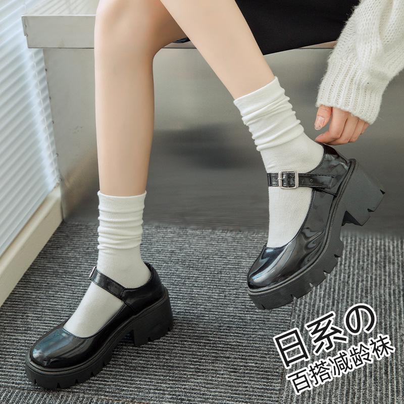 Women's Mid-Calf Pure Cotton Maternity Socks - Spring/Summer Loose Fit Scrunch Style Knee-High Socks
