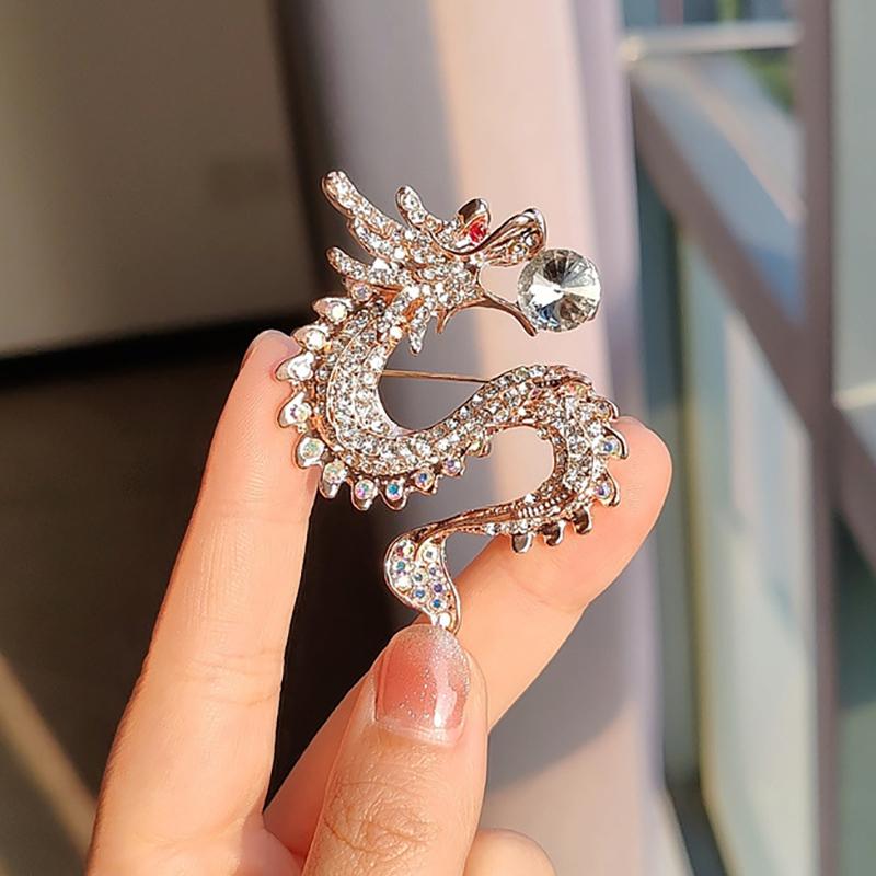 Creative  Personality Chinese Dragon Zodiac Brooch Pin Badge For Women Man Suit Decoration  Clothes Jewelry Gift