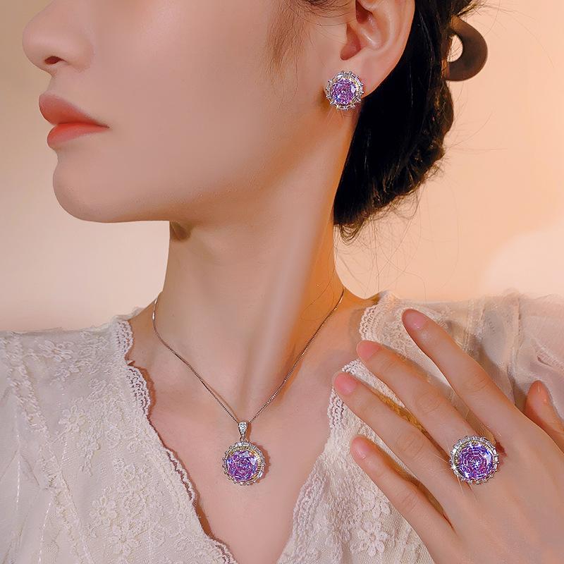 Biżuteria Miedziane Dno Pozłacane Symulacja Millennium Syn Roland Okrągły Zestaw Kamień Główny 14-10Mm