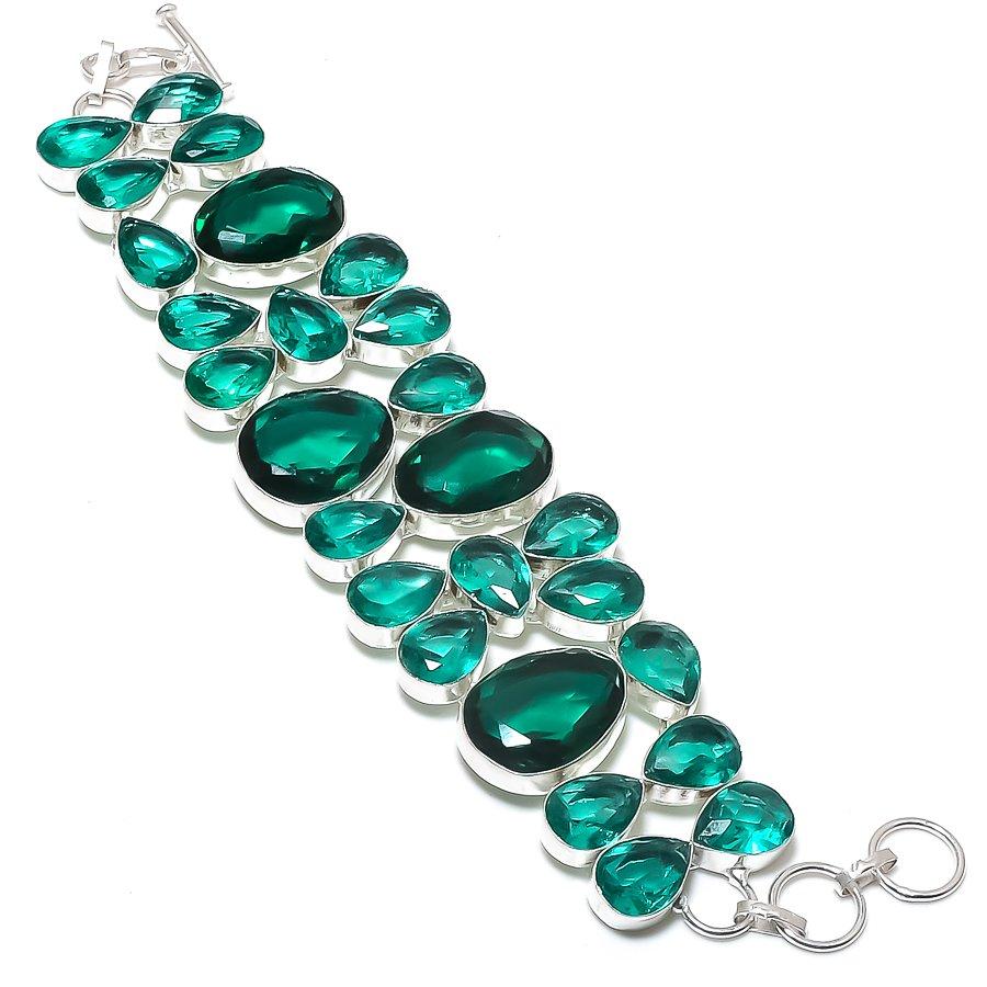 

Natural Indicolite Tourmaline Gemstone 925 Sterling Silver Bracelet 7-8 n4d35