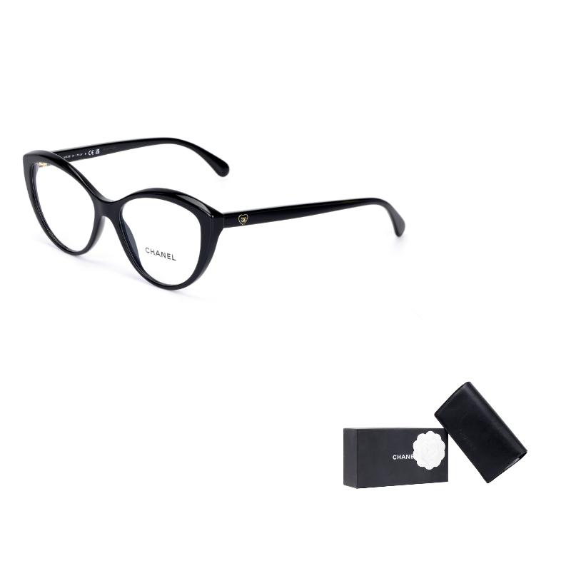 

CHANEL [Available with prescription] Heart Logo on Temples Cat Eye Optical Frame Women s Black чорний