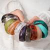 Round Smudging Bangles for Women European and American Punk Acrylic Cuff Bracelets Goth Geometric Charms Wristband Jewelry M1