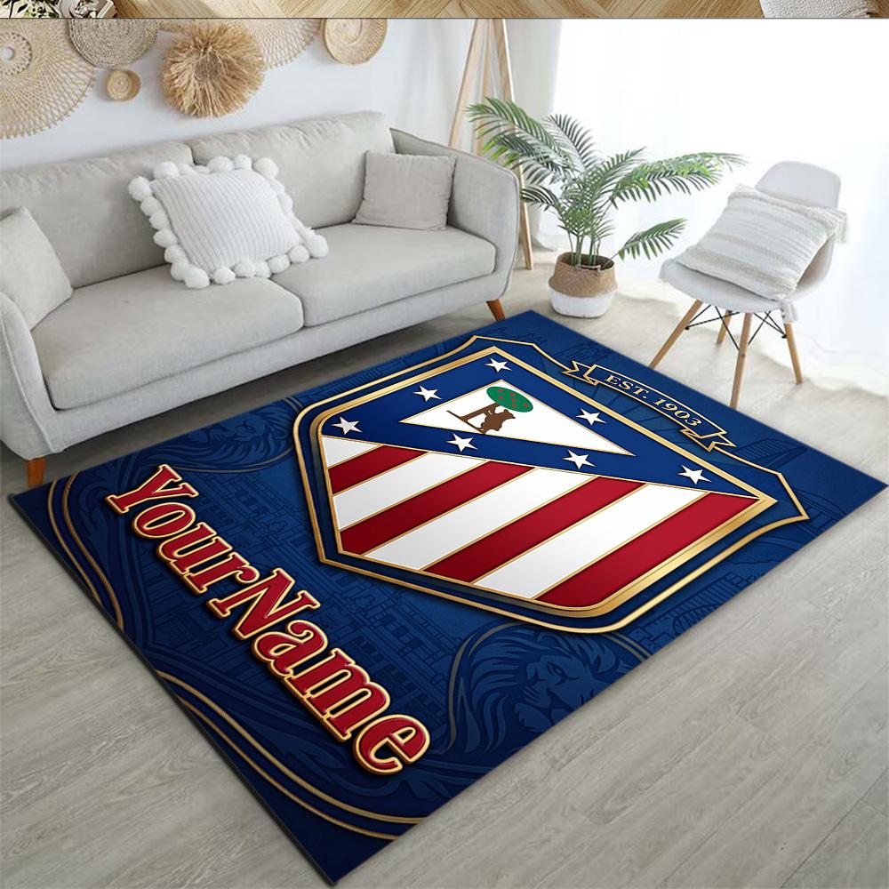 Atletico Madrid Customize Your Name Floor Rug Office Rug Perfect for Kitchen Foyer Living Rooms Study Room Antislip Carpet Anime Office Decor