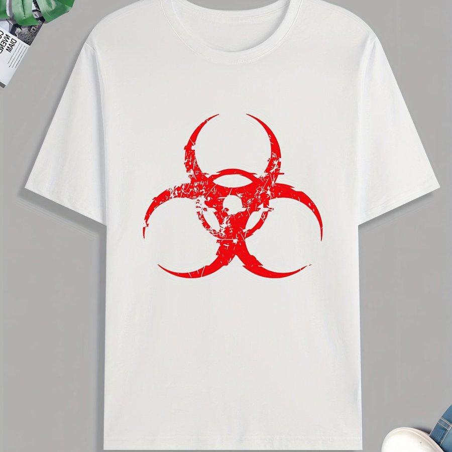 Biohazard Symbol Print T Shirt Tees For Unisex Casual Short Sleeve Tshirt For Summer Spring Fall Tops As Gifts