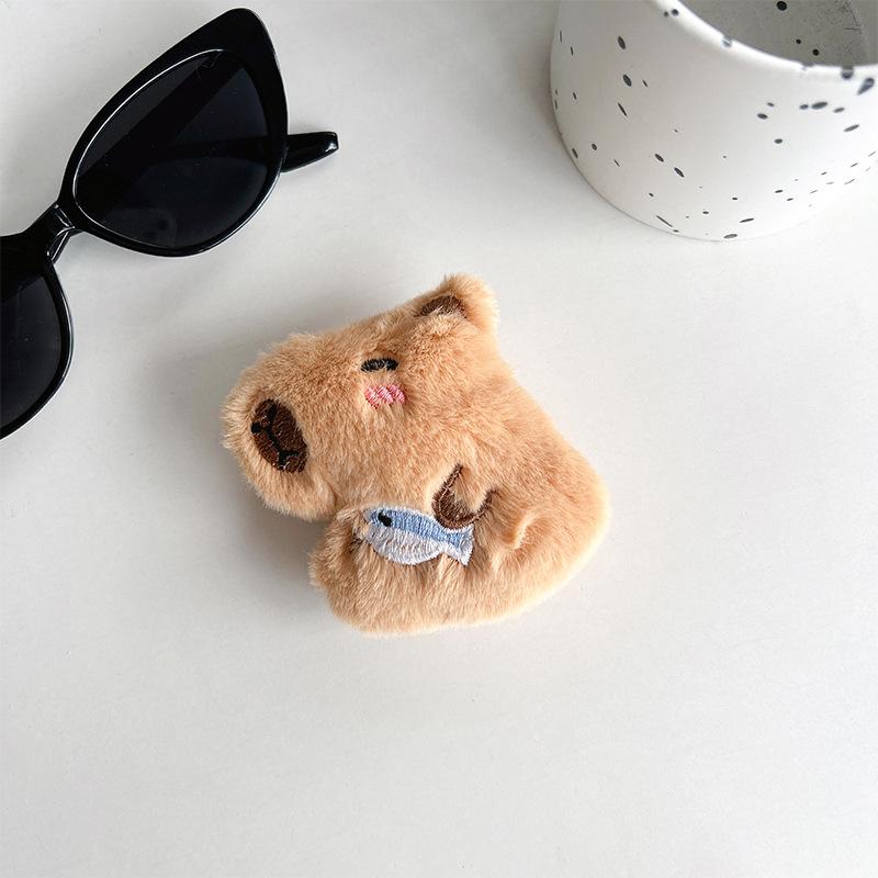 Plush Doll Mobile Phone Airbag Bracket Back Sticker Retractable Desktop Support Frame Cute Capybara Ring Buckle