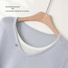 Women's Korean Style Faux Two-Piece Drawstring Knit Sweater