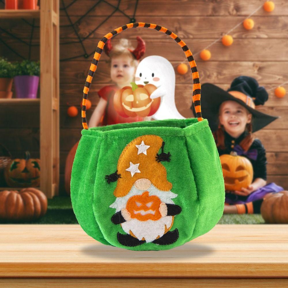 New Velvet Halloween Candy Bag Trick Or Treat With Handle Tote Bag Cosplay Props Gnome Halloween Gift Basket Kids Gifts
