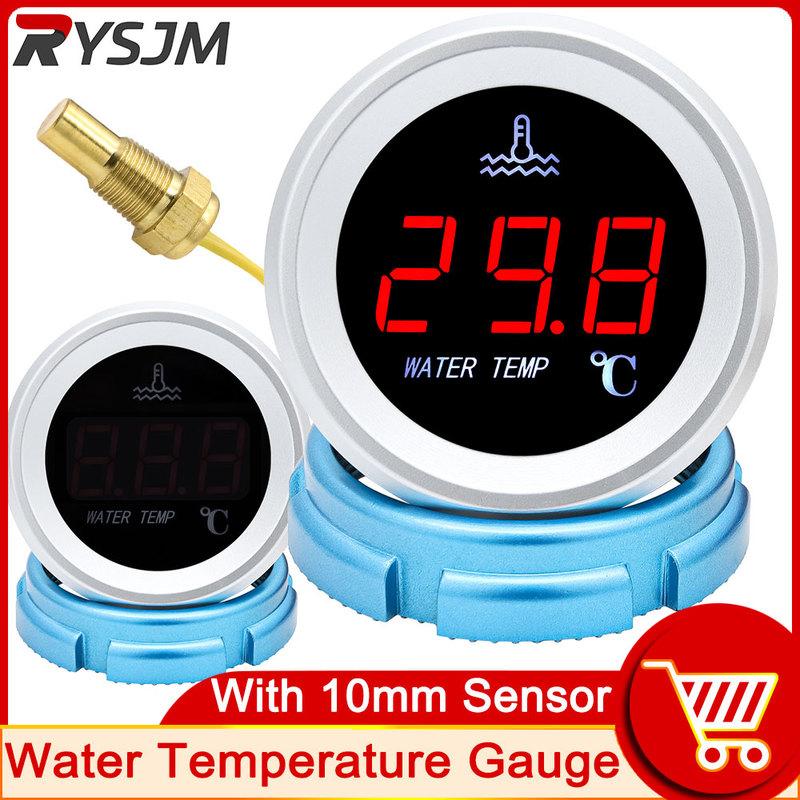 LED Digital Water Temperature Gauge 12V Electronic Universal 120 Celsius with 10mm Water Temp Sensor for Car Truck Yacht Boat