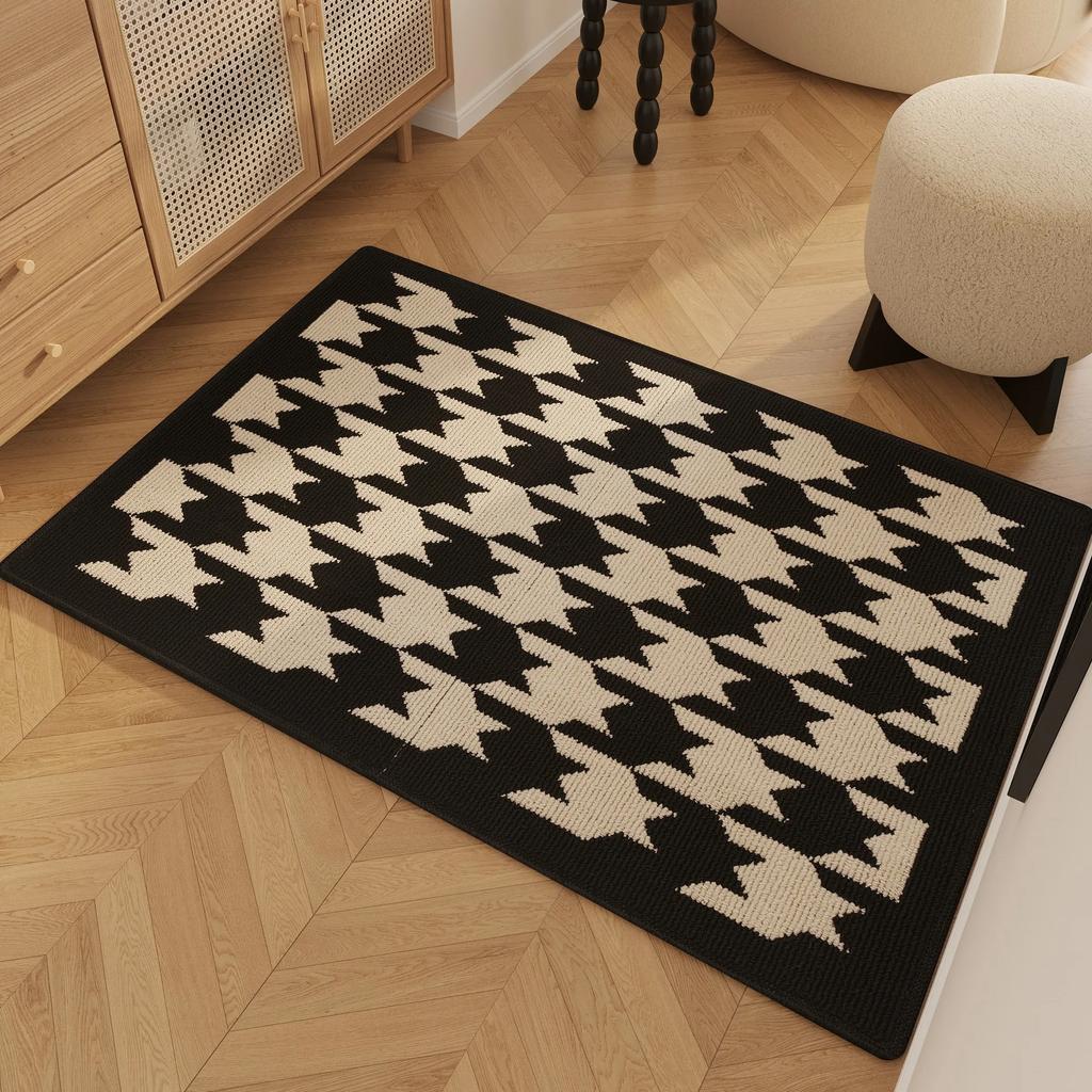 Entrance Carpet Anti-slip Waterproof Wear-resistant Floor Mat Retro Geometric Lines Rug Living Room Home Decoration Door Mats