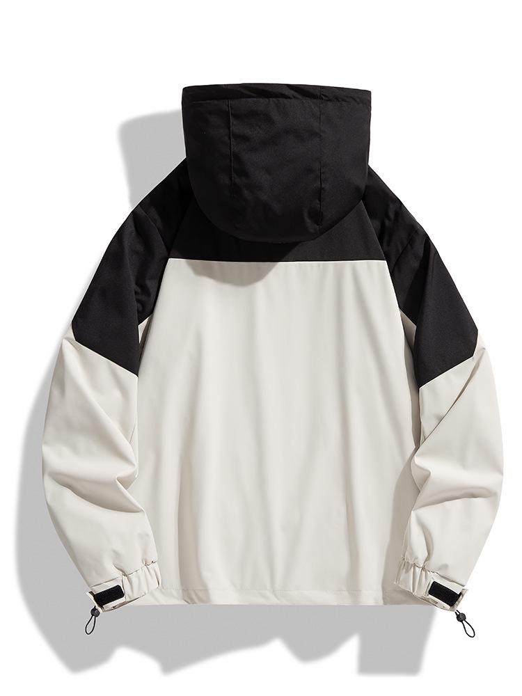 Trendy Spring & Fall Splash-Proof Hooded Jacket for Couples - Street Style Outdoor Casual Wear