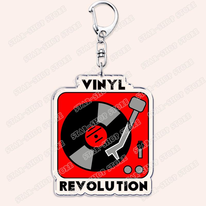 Aesthetic Indie Red Record Music Keychains for Women Accessories Bag Retro Vinyl Label Player Key Chain Fans Gifts Keyrings