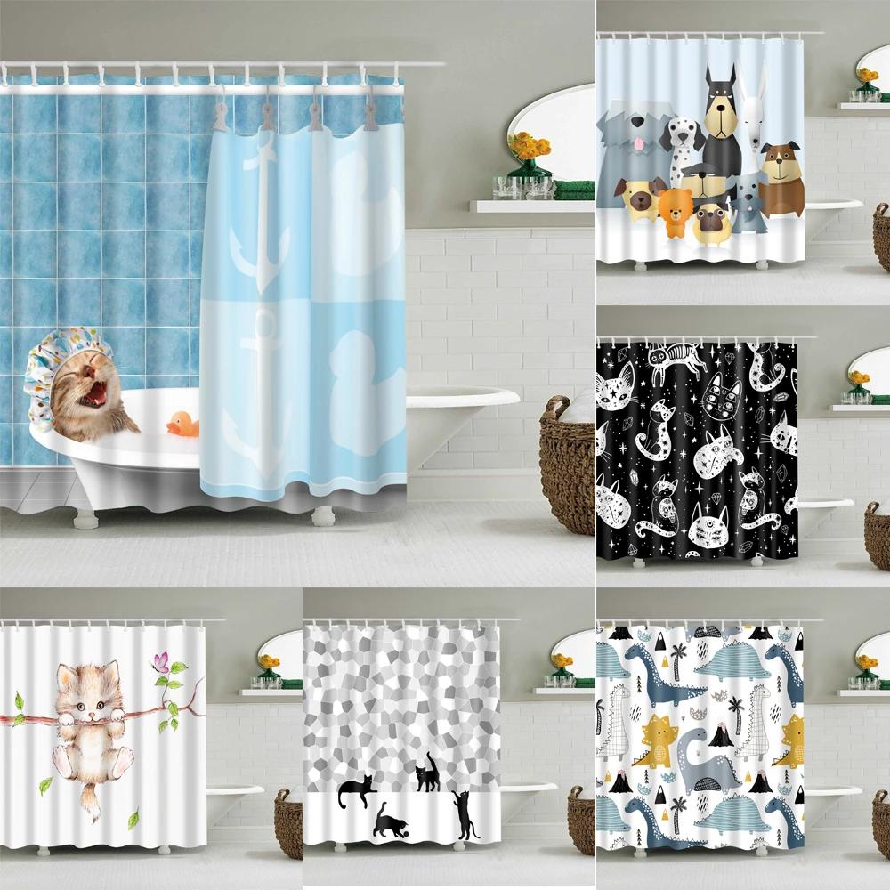 Wild Animals Bath Curtains Lion Leopard Cat Bathroom Decorative Shower Curtains Bathtub Decoration Bath Curtains