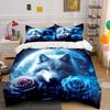 New Arrival! Wolf and Rose Print Bedding Set for Wolf Totem Lovers 1 Quilt Cover 2 Pillowcases Adult and Kids Bedding Set Gifts