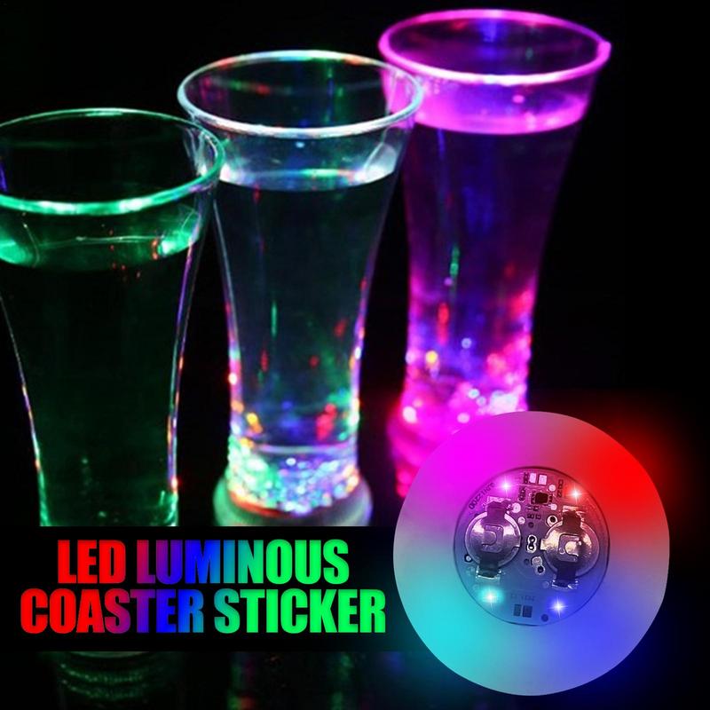 1Pcs LED Coaster Light Up Coasters Stickers Liquor Bottle Drink Luminous Cup Mat Club Bar Party Car Wedding Vase Decor