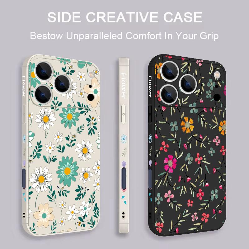 Cartoon Daisies Flower Pattern Lanyard Case For iPhone 17 Pro Max iPhone 16 15 14 13 Pro Max 11 16E 17E Soft Silicone Phone Back Cover