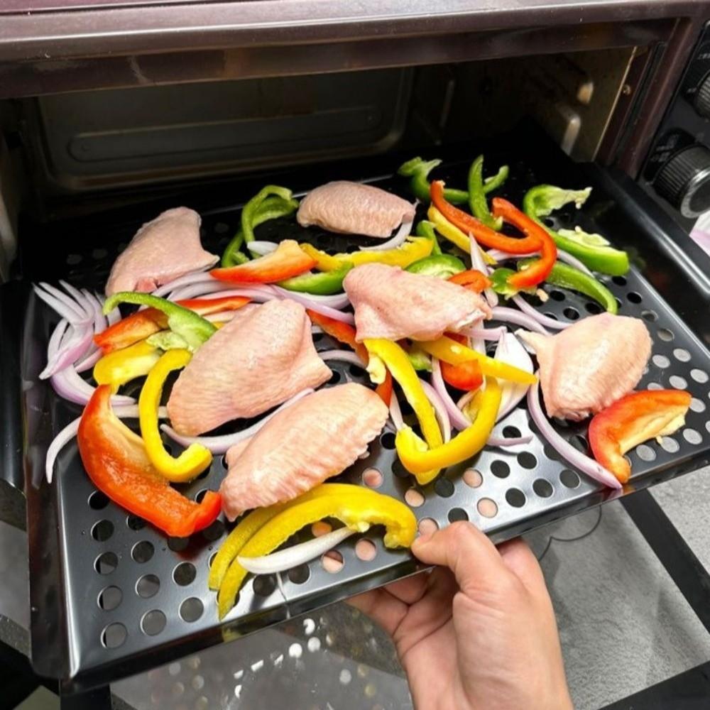 Non-Stick Coated Metal BBQ Pan Heat Resistant Roasting Fish Plate Grill Basket  Home Cooking