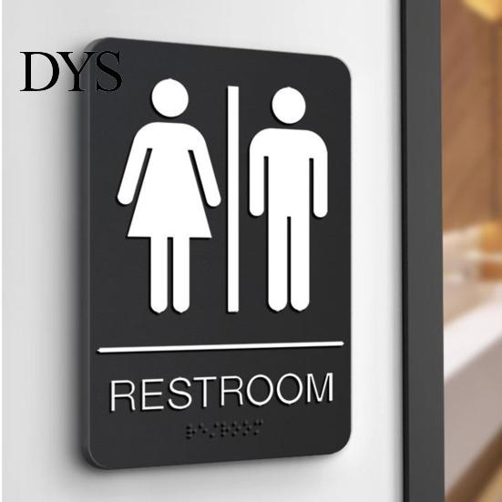 Tactile Braille Sign for Visually Impaired Unisex Restroom Men Women, 6" x 9" Self-adhesive Bathroom Door High Contrast Black And White Signs