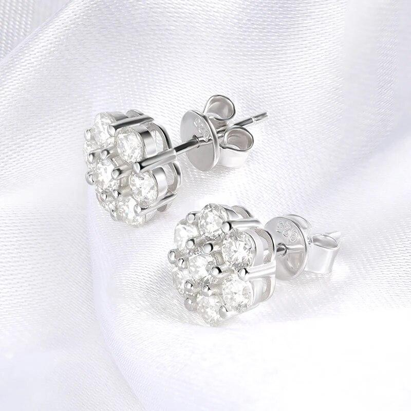 D Color 2.5/3mm Certified Full Moissanite Stud Earrings for Women Sparkling Flower Party Classic Jewelry 100% 925 Sterling Silver