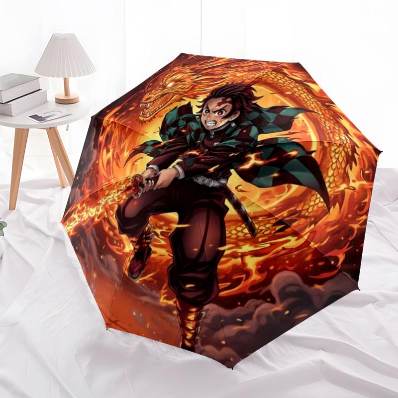 

Demon Slayer Tanjiro Foldable Umbrella, Anime Windproof Sun Rain Umbrella