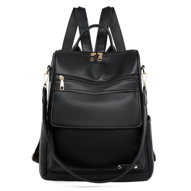 

New large-capacity women s fashion backpack simple backpack casual women s bag чёрный
