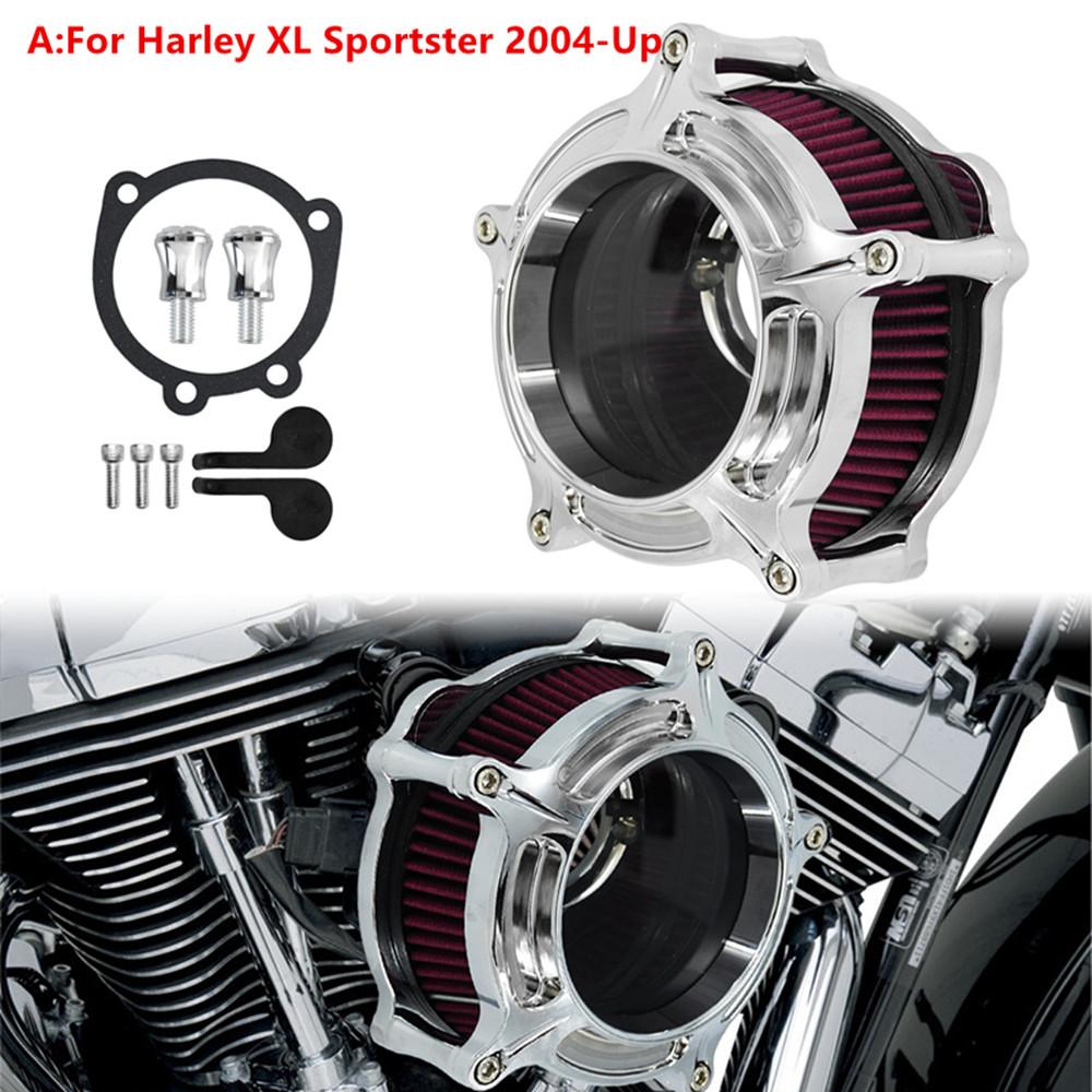 Kit filtru de aer cromat pentru filtre de aer pentru motociclete Sistem de admisie CNC pentru Harley Touring Sportster XL 48 72 883 1200 Dyna Softail