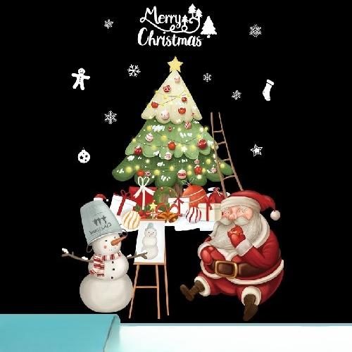 קישוטי מסיבת חג המולד חדשים פעמונים יצירתיים, איילים, סנטה קלאוס, מדבקות אלקטרוסטטיות, פתיתי שלג, אנשי שלג, מדבקות זכוכית
