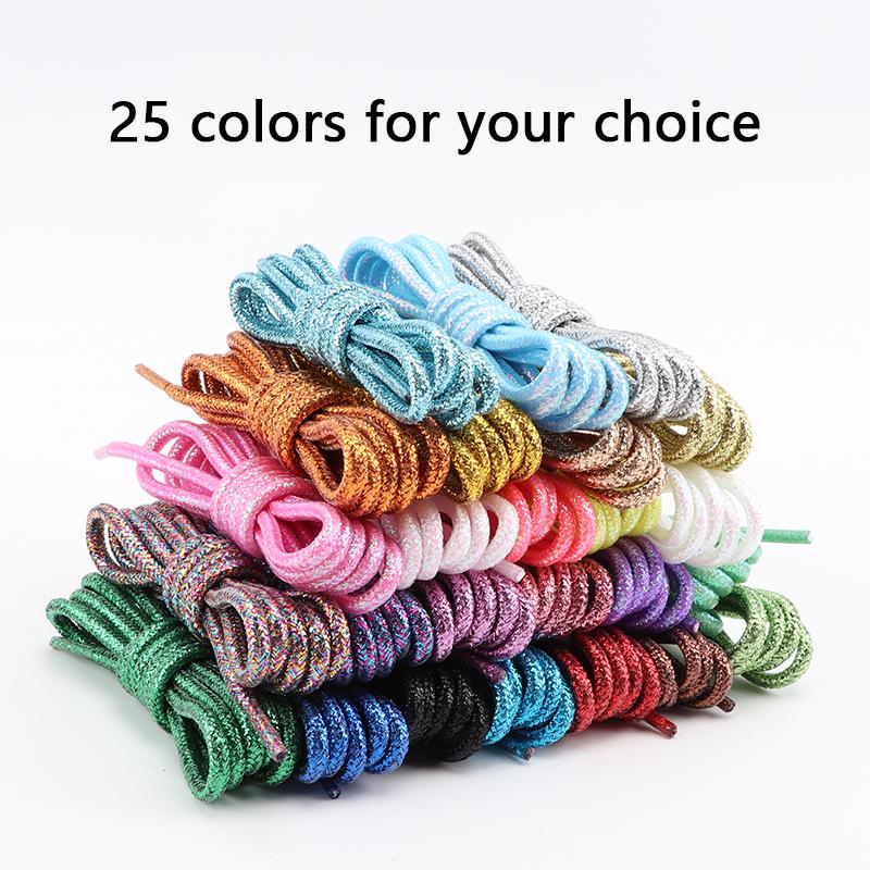 Runde Glänzende Schnürsenkel Gold Silber Seide Schuhband Metallischer Glitzer Schuhbänder Sportlich Lässig Bunt Regenbogenverlauf Schnürsenkel