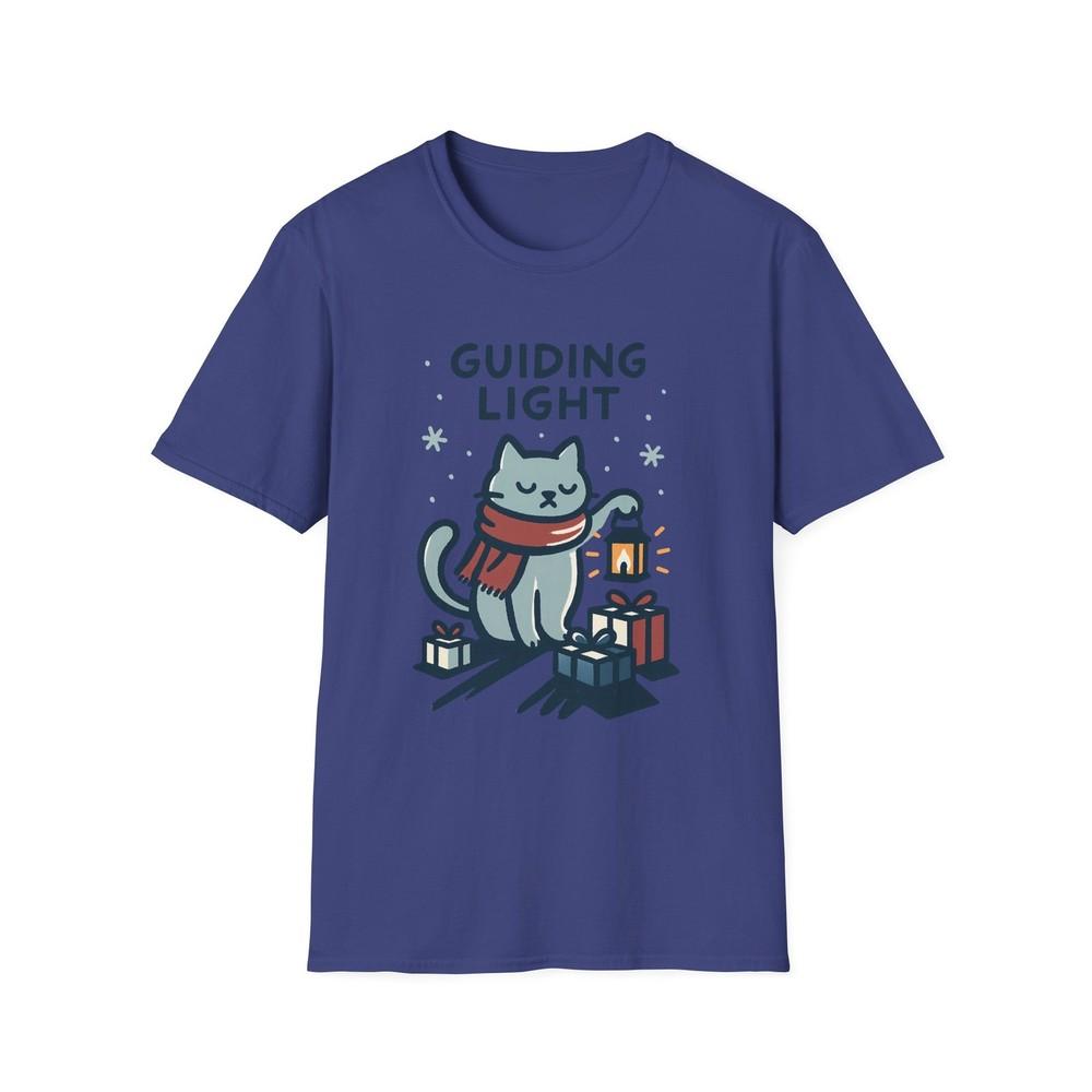 

Unisex Softstyle T-Shirt Cozy Cat Lantern Christmas Snow Winter Gift Holiday Tee L