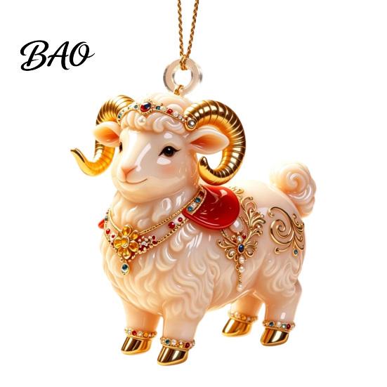 Seasonal Party Favors 2D Flat Christmas Sheep Hanging Ornament with Lanyard, Acrylic Xmas Ornaments Tree Pendant for Home Festive Decor And