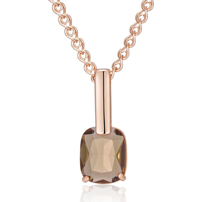 

Квадратная подвеска-ожерелье из коричневого натурального циркона для женщин, модная, цвета розового золота, высокого качества, свадебное украшение для невесты