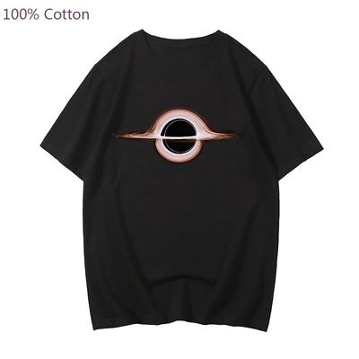 Camiseta de Ciencia Agujero Negro Interestelar Gargantua Tops para Hombre Calidad 100% Algodón Manga Corta Verano Casual Camiseta Suelta