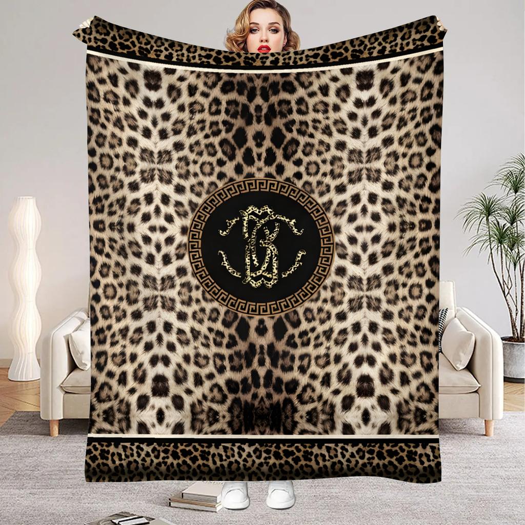 1Pc Digital Printed Leopard Printthemed Flannel Blanket Mattress Cover Blanket for Family BedsSofasOfficesOutdoor Camping
