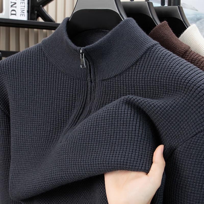 Men's Half-Zip High-Neck Knit Pullover Sweater FXT6809