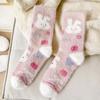 Comfortable and Warm Mink Fleece Socks for Autumn and Winter, Women's Warm Fleece Mid-calf Socks, Cartoon Soft and Versatile Casual Socks