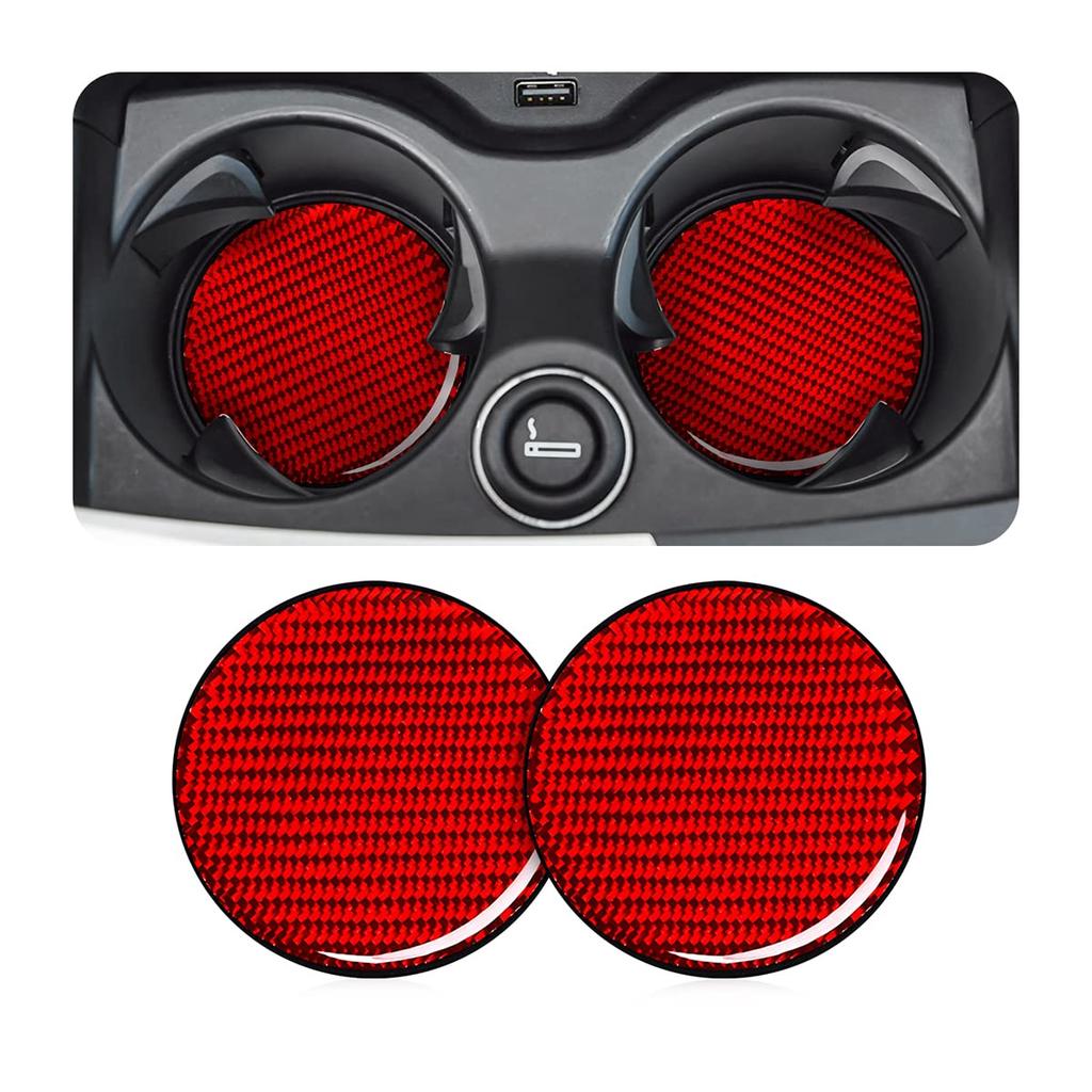 AUCELI 2 Pcs Car Cup Holder 2.75" Carbon Fiber Coaster Non-slip Bottle Pad Embedded