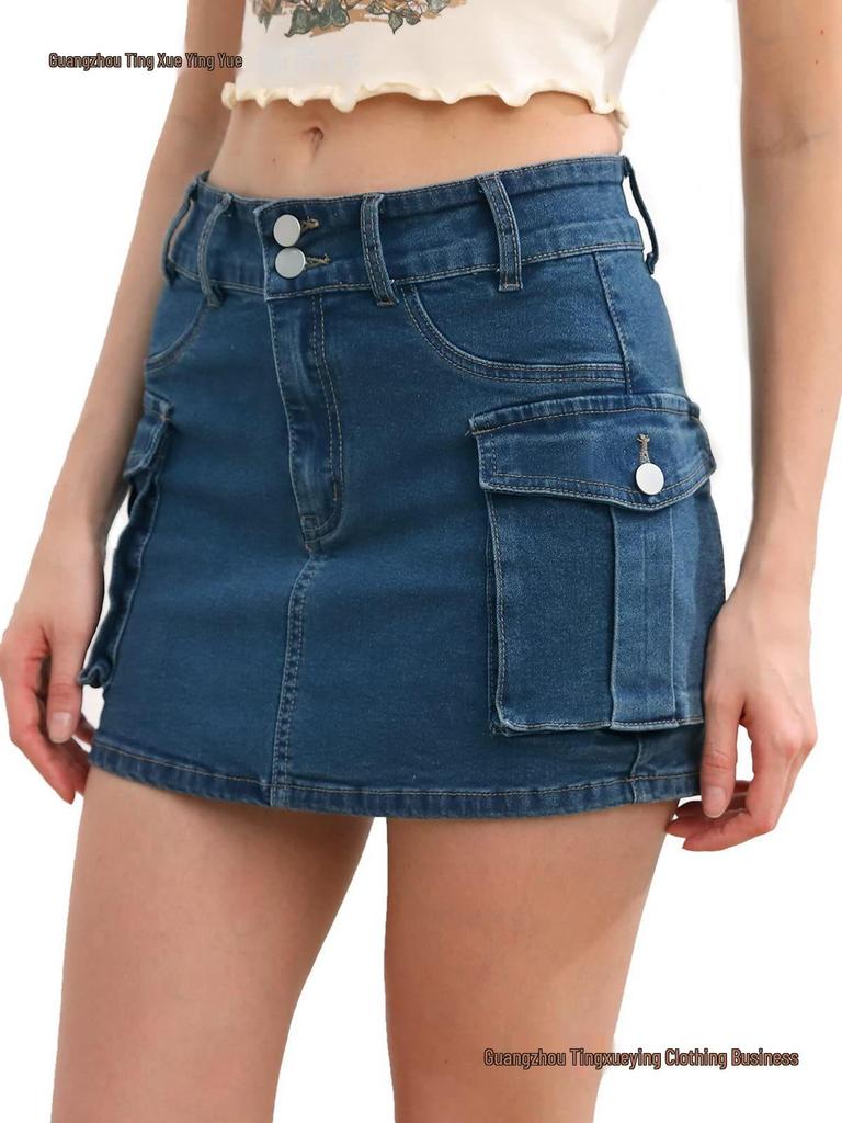 European & American Style Autumn Low-Waist Slim Fit Hip-Hugging Solid Color Skirt for Women