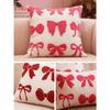 Throw Pillow Case with Tufted Embroidered Bows Design Decorative Cushion Cover for Elegant Living Room Bedroom Decors