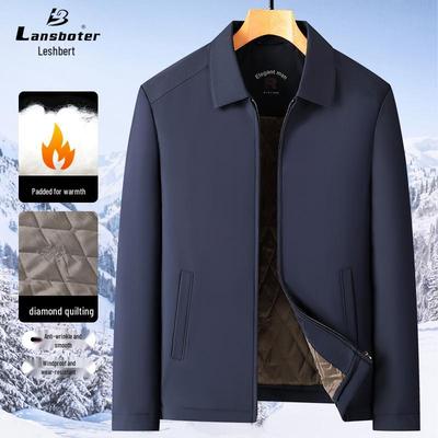 Men's Warm Lapel Cotton Jacket for Business & Casual Wear – Autumn/Winter Dad's Coat