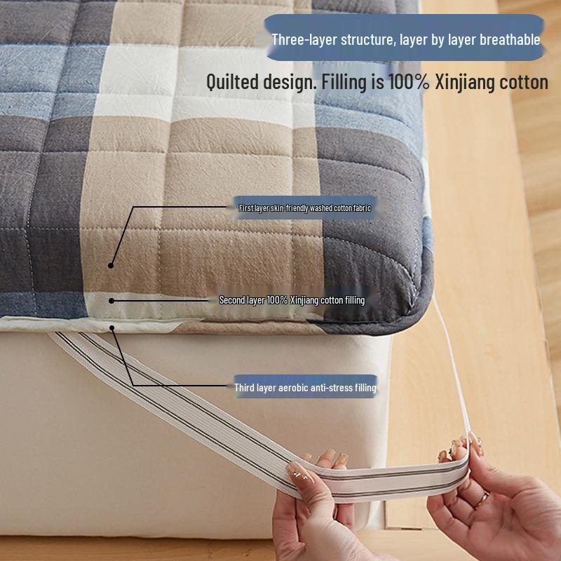 Soft Xinjiang Cotton Mattress Pad for Home or Dorm - Single/Double