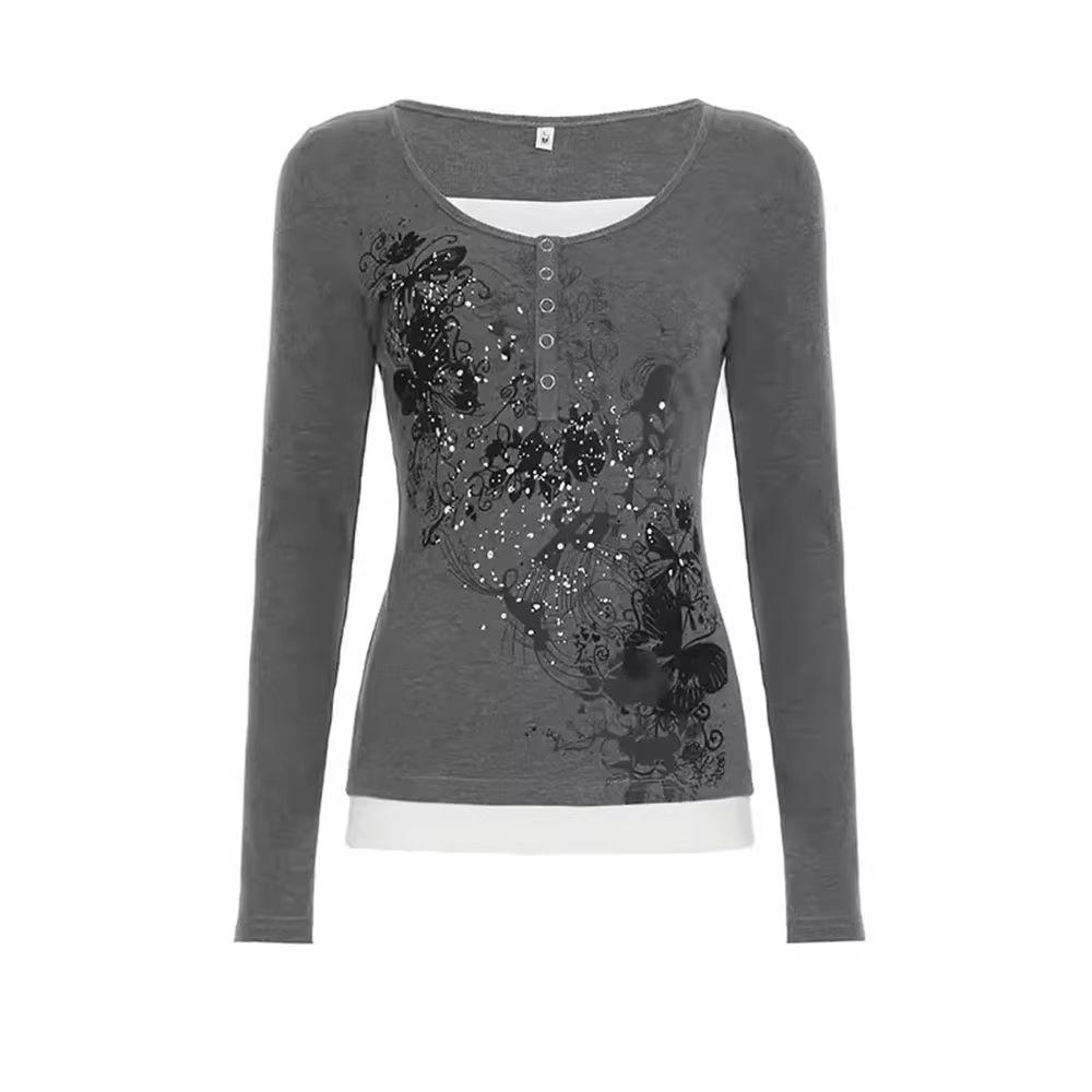 2026 Europäisches Y2K Damen Slim Gestreiftes Langarm Retro Top - Hot Girl Mode