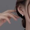 Real 925 Silver Matte Surface Geometric Hoop Earrings For Women Classic Fine Jewelry Exquisite Accessories