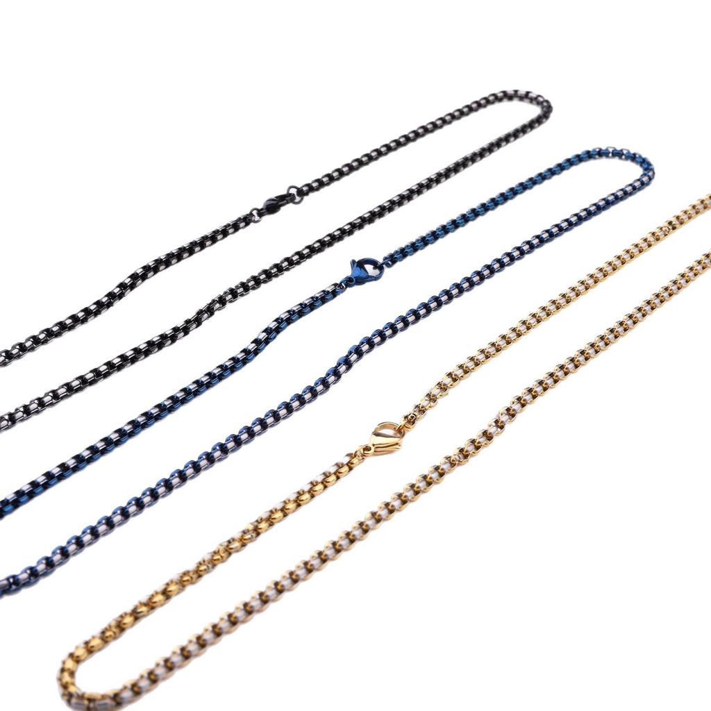 Stainless Steel Men's Versatile Chain – Multi-Color, Simple Everyday Style, Perfect for Jewelry Stacking.
