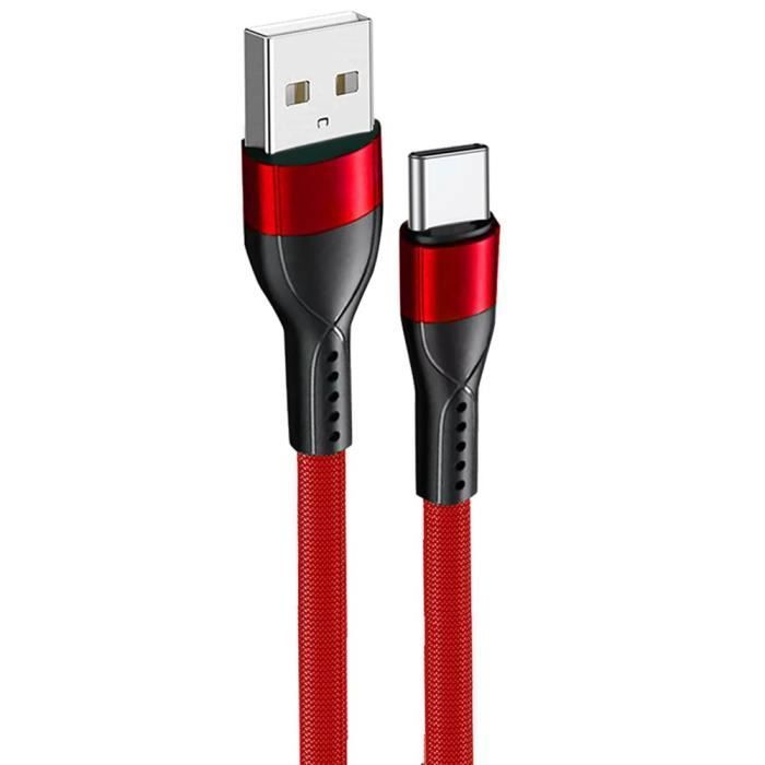 Schnelles USB-C-Kabel aus Nylon für Google Pixel 9 - 9 Pro - 8 - 8a - 8 Pro - 7 - 7a - 7 Pro - 6 - 6 Pro - 6a - 1 Meter Rot