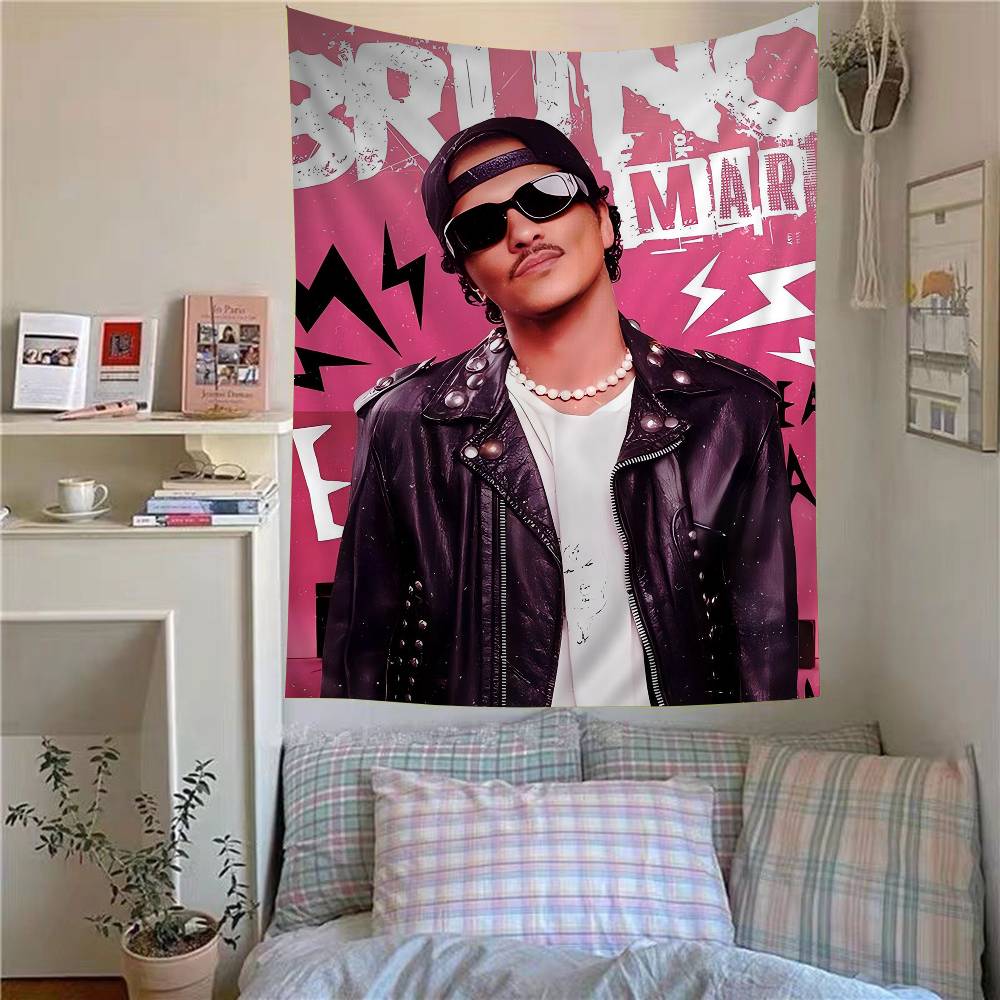 B-Bruno Mars Cantor Estampado Grande Tapeçaria de Parede Pendurada Tarot Hippie Tapetes de Parede Arte de Dormitório Decoração de Casa